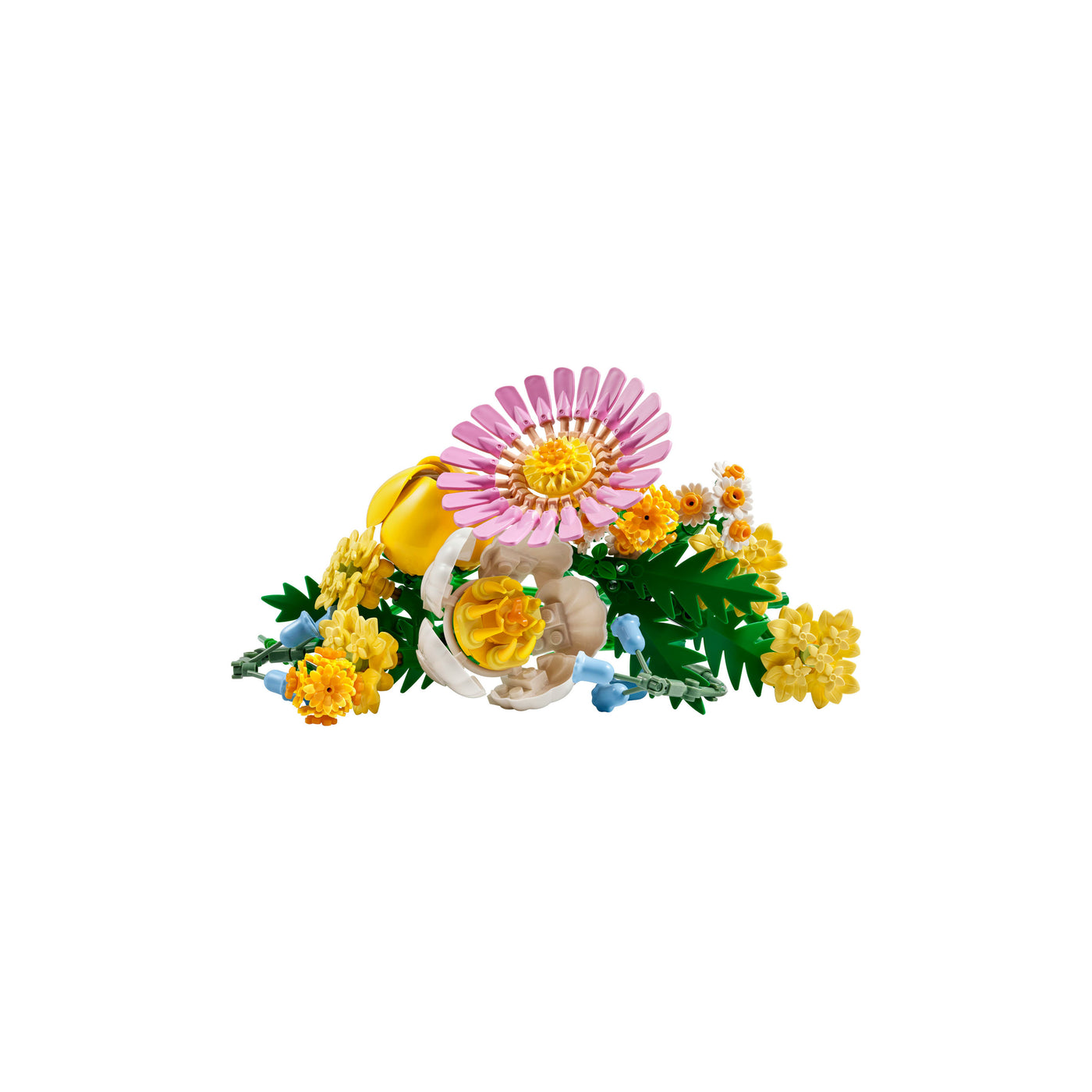 Bouquet di fiori estivi visione frontale del set lego costruito