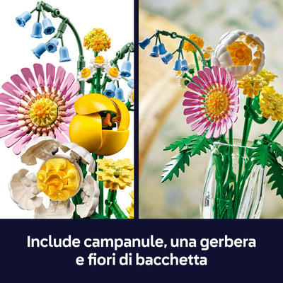 Bouquet di fiori estivi visione dettaglio fiori inclusi nel set lego