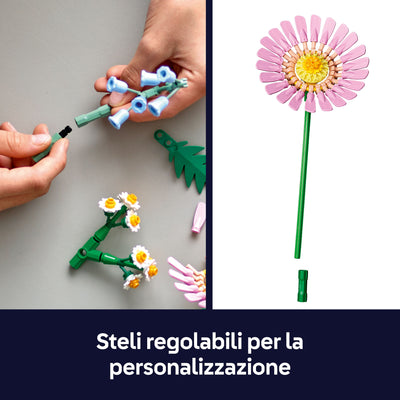 Bouquet di fiori estivi visione dettaglio steli regolabili per la personalizzazione