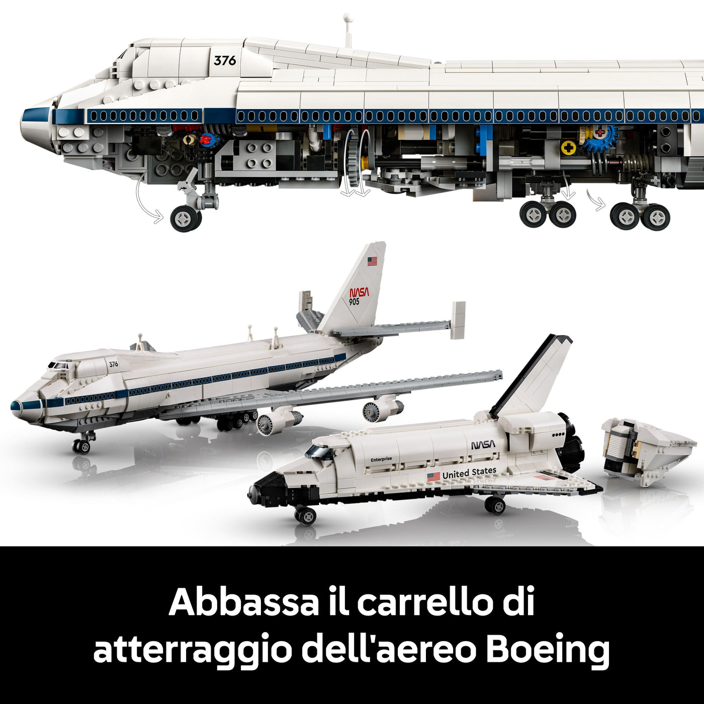Trasportatore di shuttle visione dettaglio carrello di atterraggio
