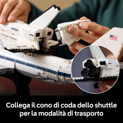 Trasportatore di shuttle fotografia promozionale "Collega il cono di coda dello shuttle per la modalità di trasporto"