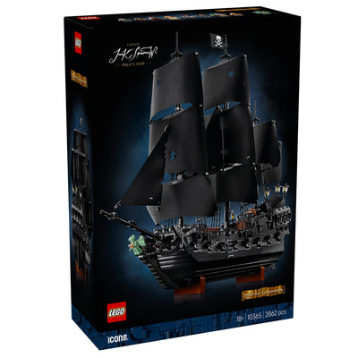 Nave pirata del Capitano Jack Sparrow visione con prospettiva laterale del fronte della scatola del set lego 