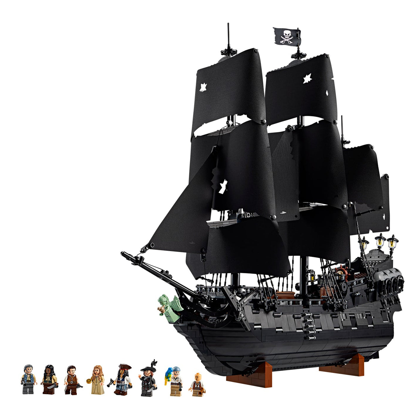 Nave pirata del Capitano Jack Sparrow visione on prospettiva laterale del set lego completo