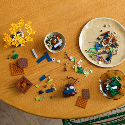Mini Bonsai fotografia dall'alto del set lego in costruzione