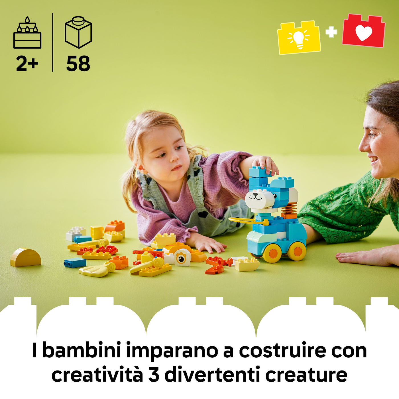 Animali su ruote 3 in 1 fotografia promozionale "I bambini imparano a costruire con creatività 3 divertenti creature"