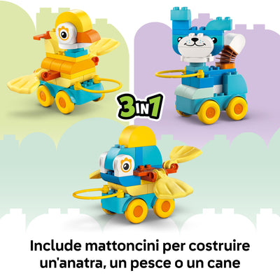 Animali su ruote 3 in 1 visione dettaglio 3 possibilità di costruzione del set duplo