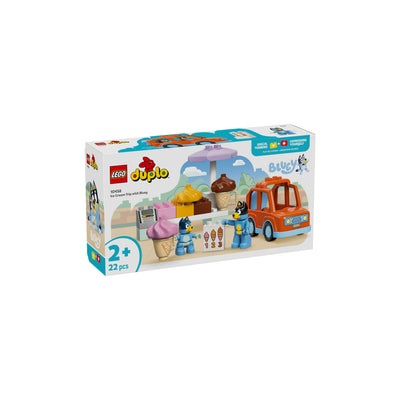 Visita alla gelateria di Bluey visione con prospettiva laterale della scatola del set lego