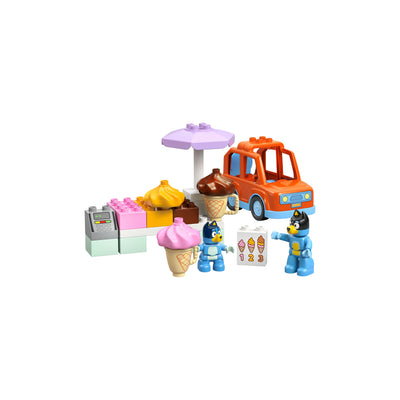 Visita alla gelateria di Bluey visione con prospettiva laterale del set lego costruito