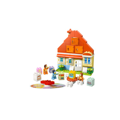 Casa della Famiglia di Bluey con gioco di memoria visione con prospettiva laterale del set lego costruito