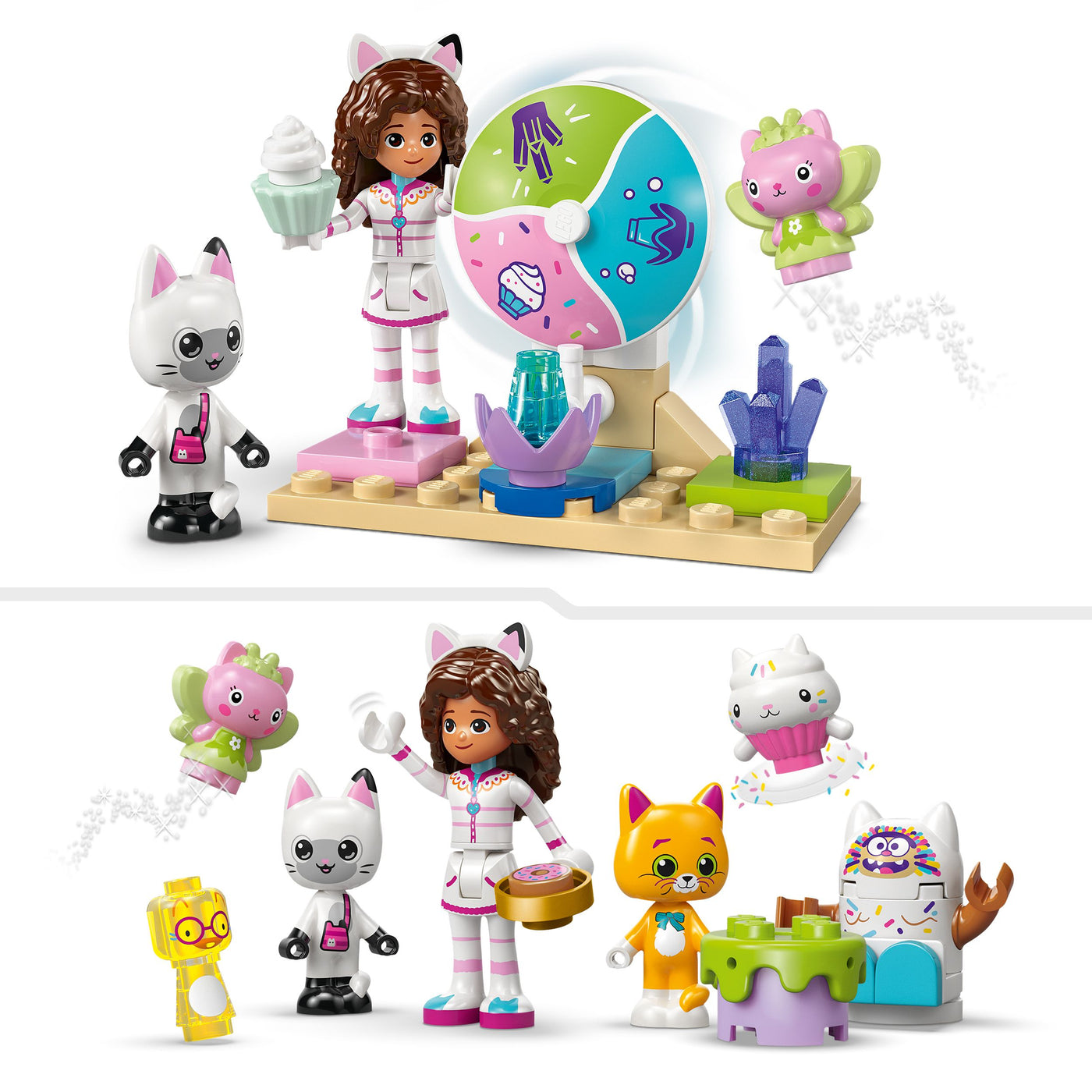 Dolce montagna e Giardino di Gattina Fatina visione dettaglio delle mini bamboline e degli accessori inclusi nel set lego