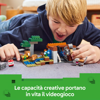 Spedizione nella miniera dell’armadillo fotografia bambino che gioca con il set lego "Le capacità creative portano in vita il videogioco"