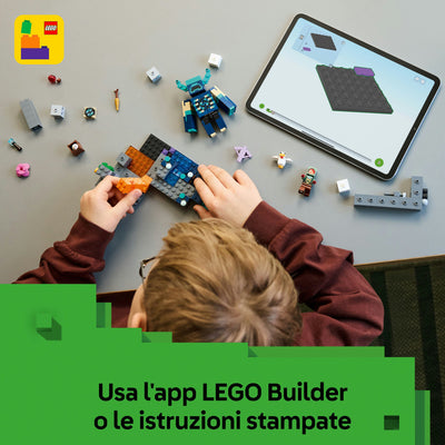L’incontro con il Sorvegliante fotografia dall'alto del set lego in costruzione "Usa l'app LEGO Builder o le istruzioni stampate"
