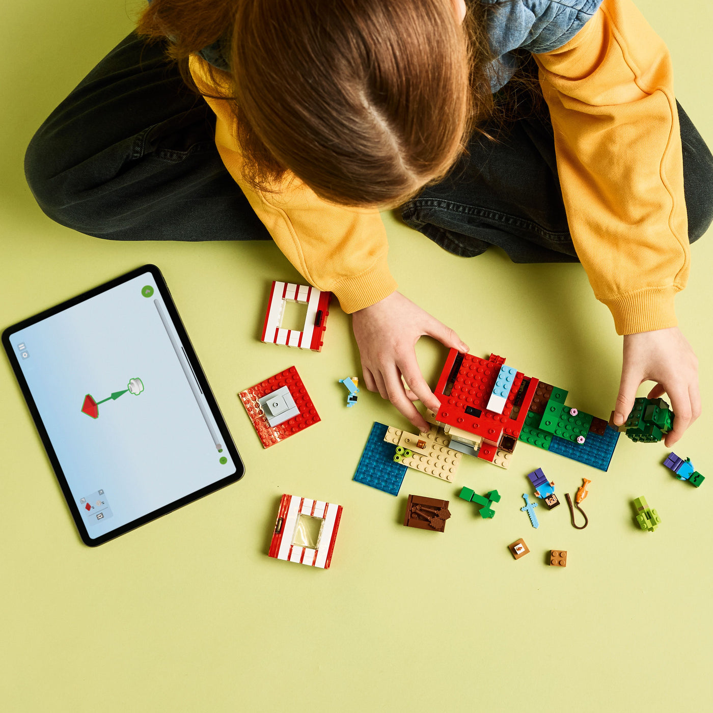 Casa nella giungla esplosiva fotografia dall'alto del set lego in costruzione