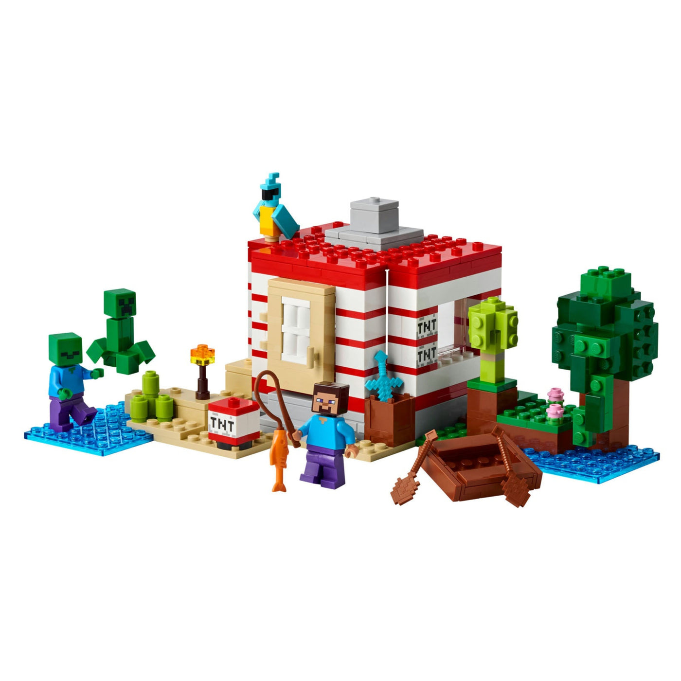 Casa nella giungla esplosiva visione con prospettiva laterale del set lego costruito