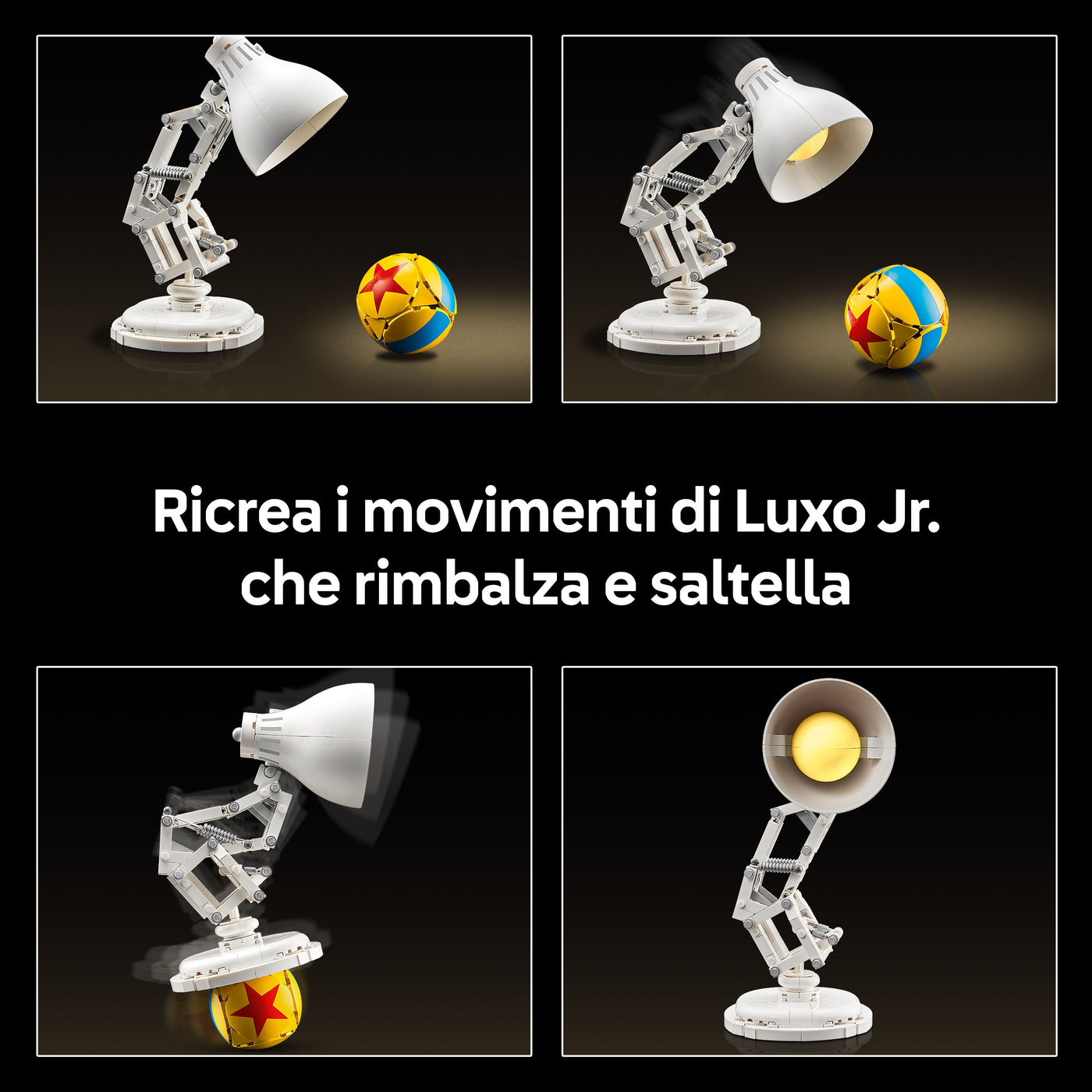 Disney Pixar Luxo Jr. visione dettaglio mobilità del set lego