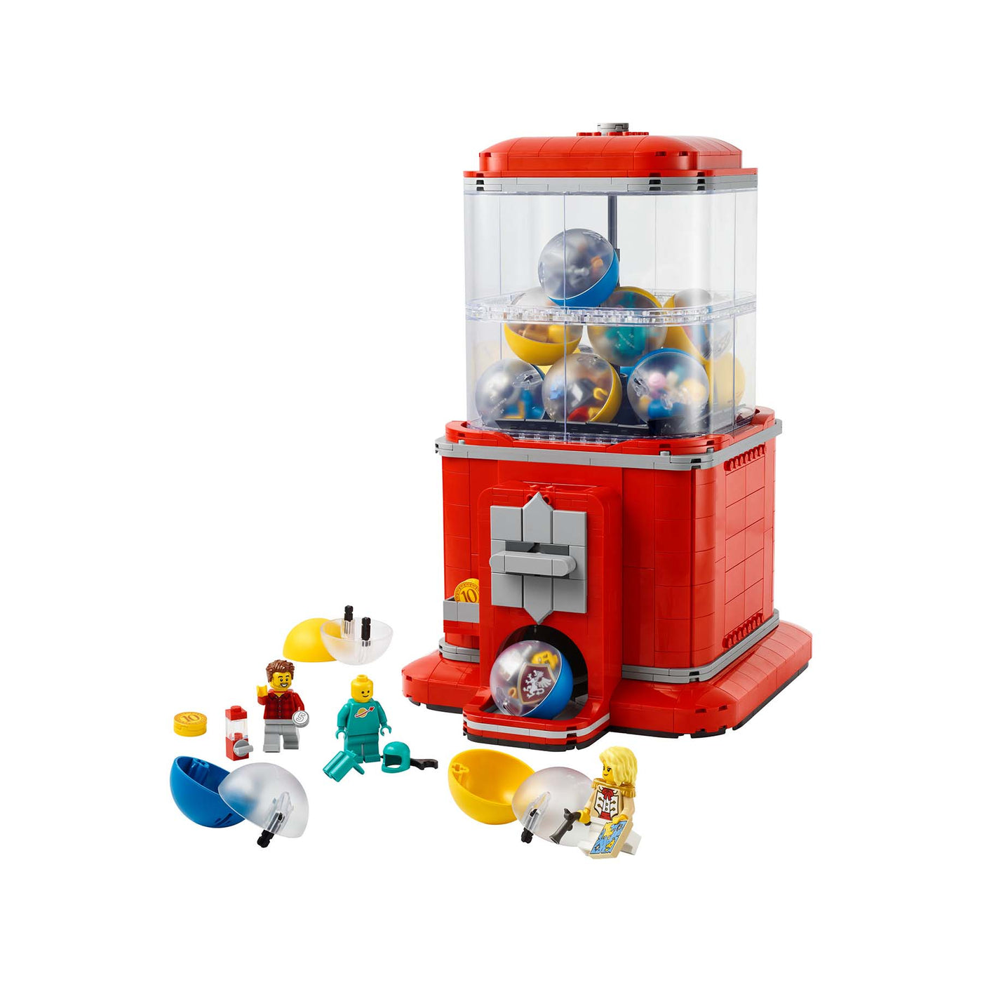Distributore automatico di minifigure visione con prospettiva laterale del set lego costruito