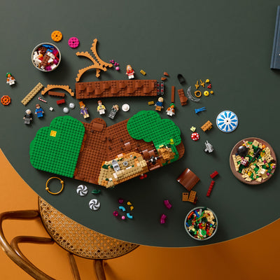 Willy Wonka e la fabbrica di cioccolato fotografia dall'alto del set lego in costruzione
