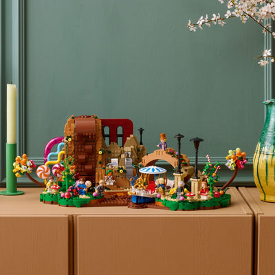 Willy Wonka e la fabbrica di cioccolato fotografia del set lego costruito in ambiente domestico da esposizione