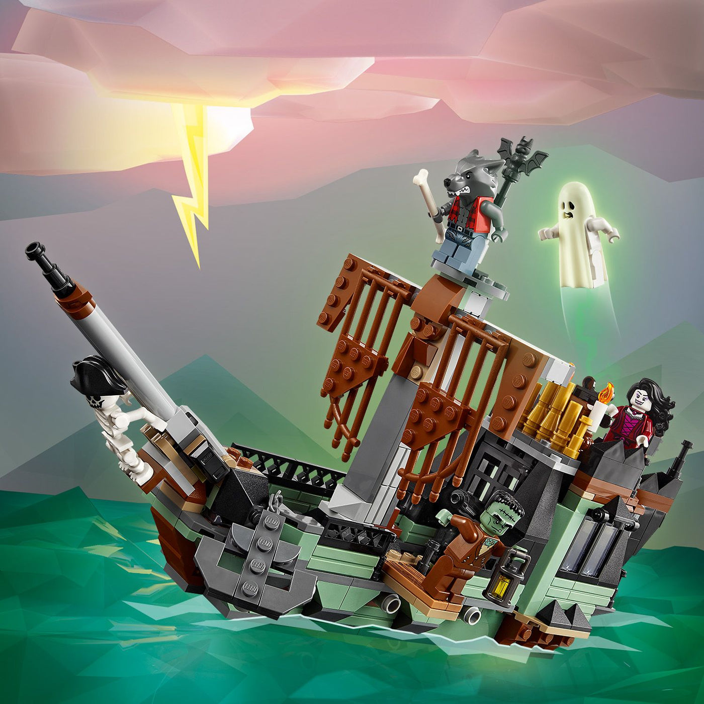 Villa Spettrale visione dl set lego costruito come vascello pirata