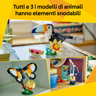 Animali selvatici: tucano tropicale fotografia promozionale "Tutti e 3 i modelli di animali hanno elementi snodabili"