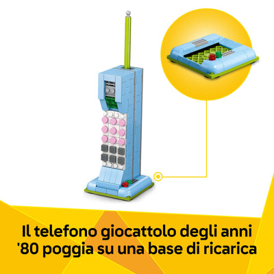 Telefono retrò visione dettaglio base di ricarica del telefono degli anni '80