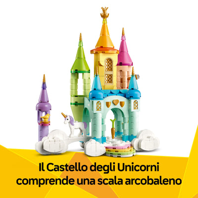 Castello degli unicorni visione dettaglio scala arcobaleno inclusa nel set lego