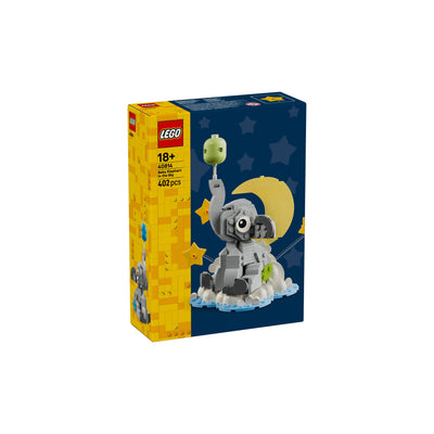 Elefantino tra le stelle visione con prospettiva laterale della scatola del set lego