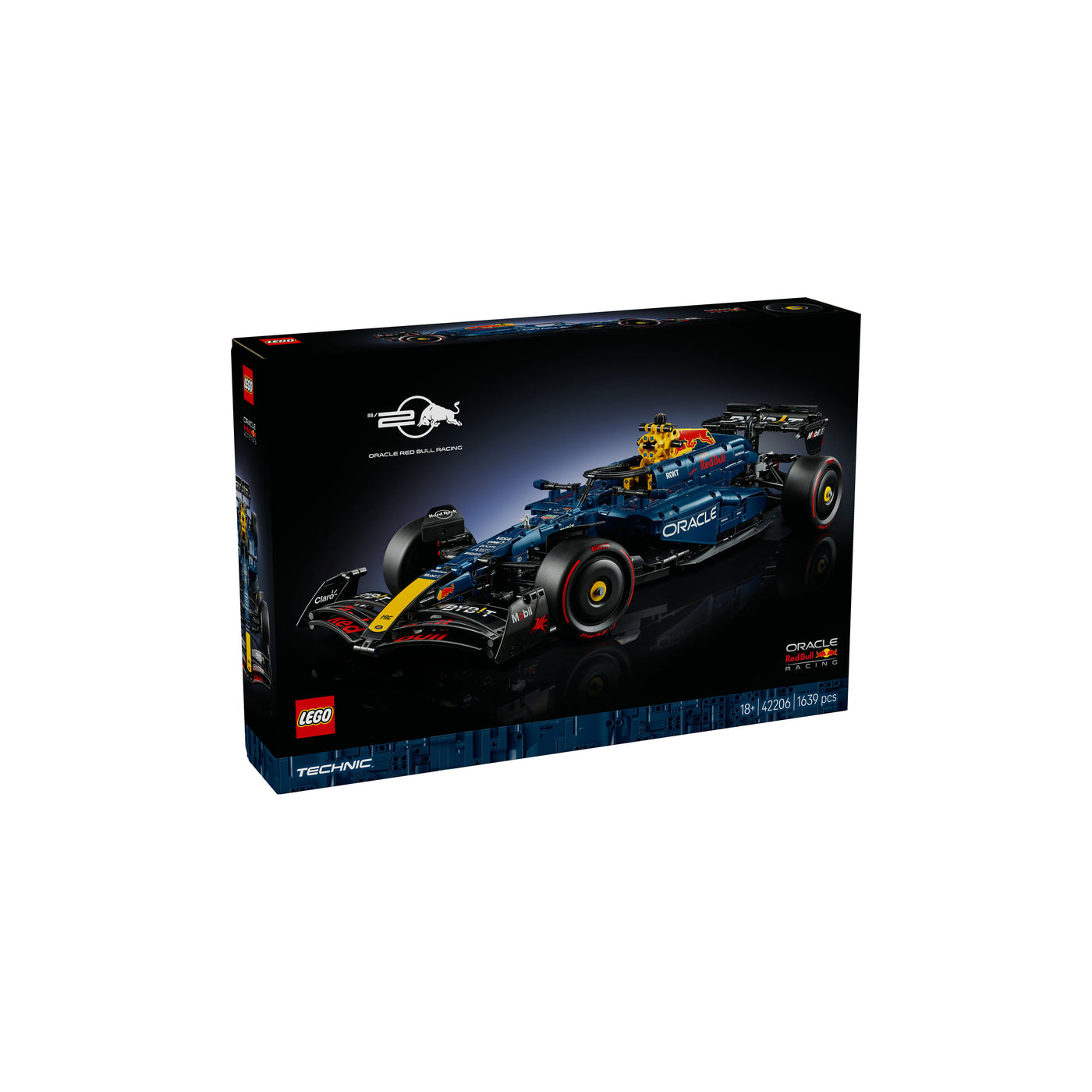 Monoposto F1 Oracle Red Bull Racing RB20 visione con prospettiva laterale della scatola del set lego 