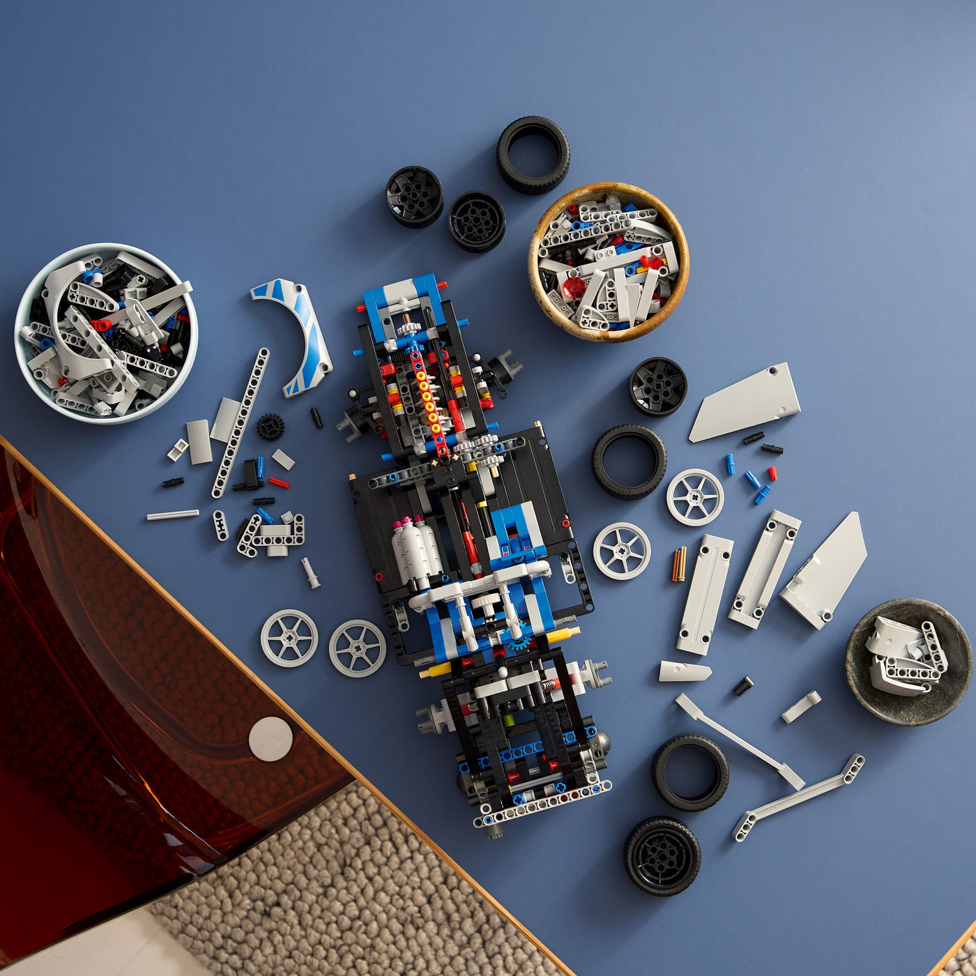 Auto Nissan Skyline GT-R (R34) 2 Fast 2 Furious fotografia dall'alto del set lego in costruzione
