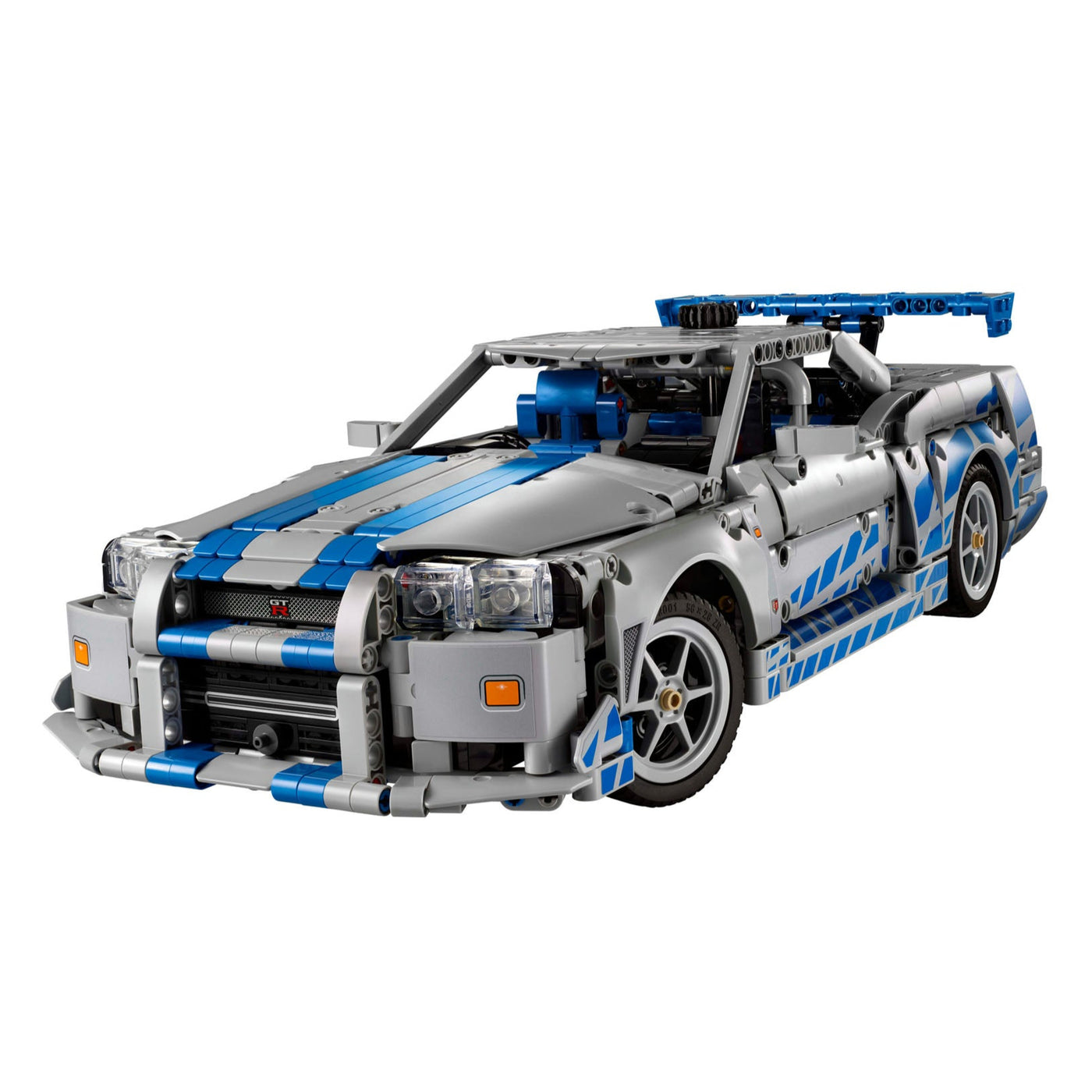Auto Nissan Skyline GT-R (R34) 2 Fast 2 Furious visione con prospettiva laterale del set lego completo