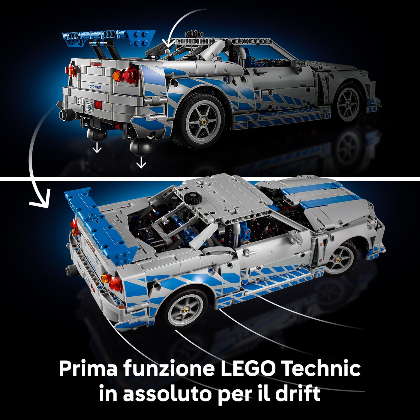 Auto Nissan Skyline GT-R (R34) 2 Fast 2 Furious visione dettaglio per drift del set lego