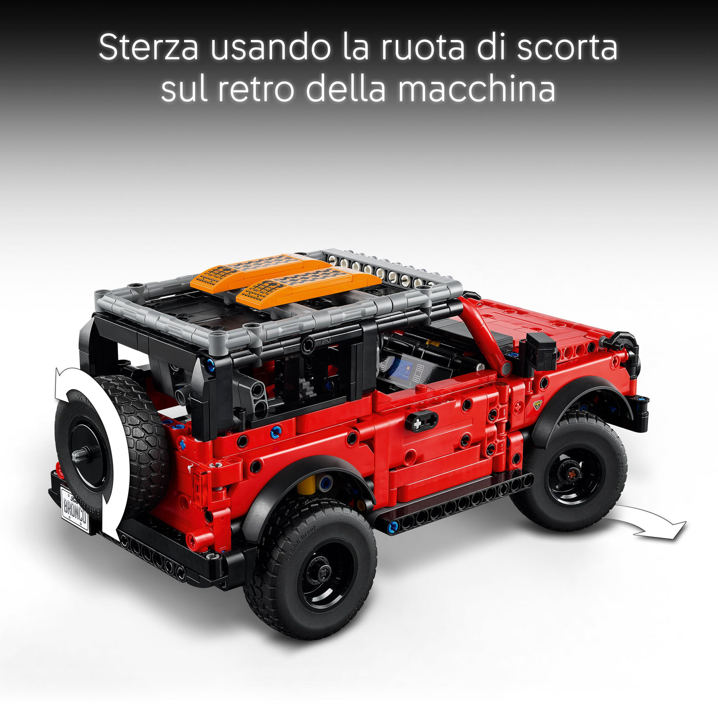 SUV Ford Bronco® visione dettaglio sterzo del set lego