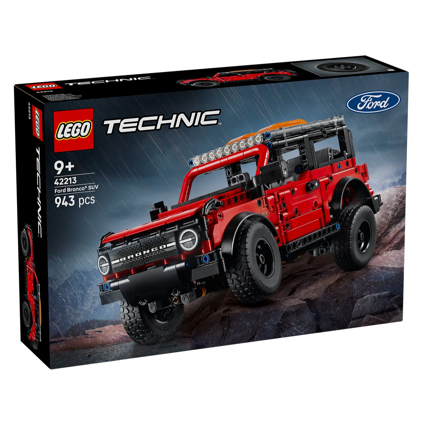 SUV Ford Bronco® visione con prospettiva laterale della scatola del set lego 
