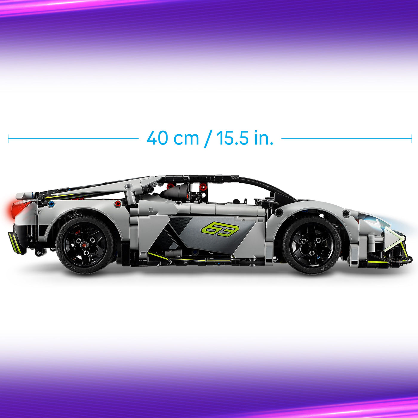Super Sports Car Lamborghini Revuelto visione dettaglio lunghezza del set lego