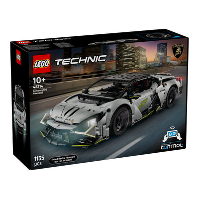 Super Sports Car Lamborghini Revuelto visione con prospettiva laterale della scatola del set lego