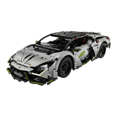 Super Sports Car Lamborghini Revuelto visione con prospettiva laterale del set lego costruito