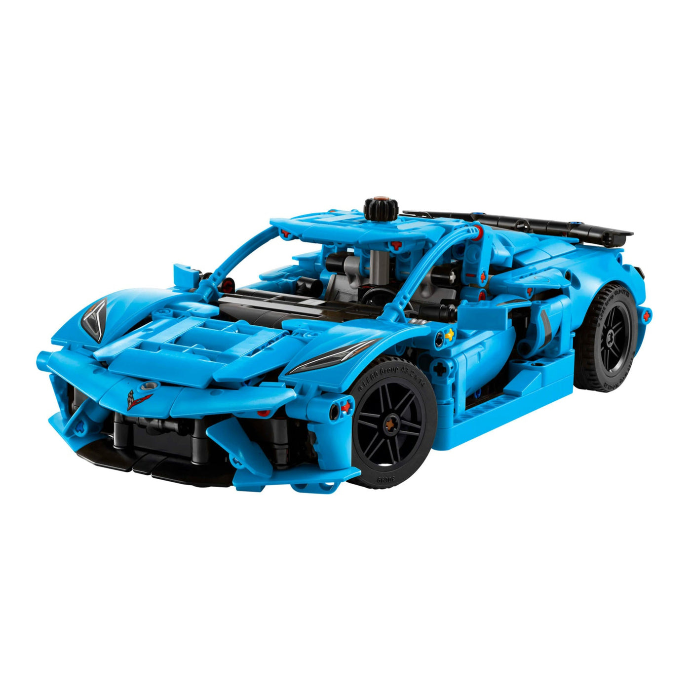 Chevrolet Corvette Stingray Blu visione con prospettiva laterale del set lego costruito