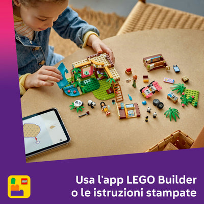 Il Santuario dei Panda fotografia dall'alto del set lego in costruzione "USA l'app LEGO Builder o le istruzioni stampate"