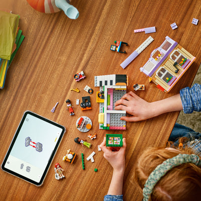 Negozio di musica e appartamento fotografia dall'altro del set lego in costruzione