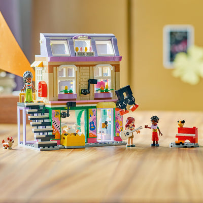 Negozio di musica e appartamento fotografia del set lego con disposizione orizzontale