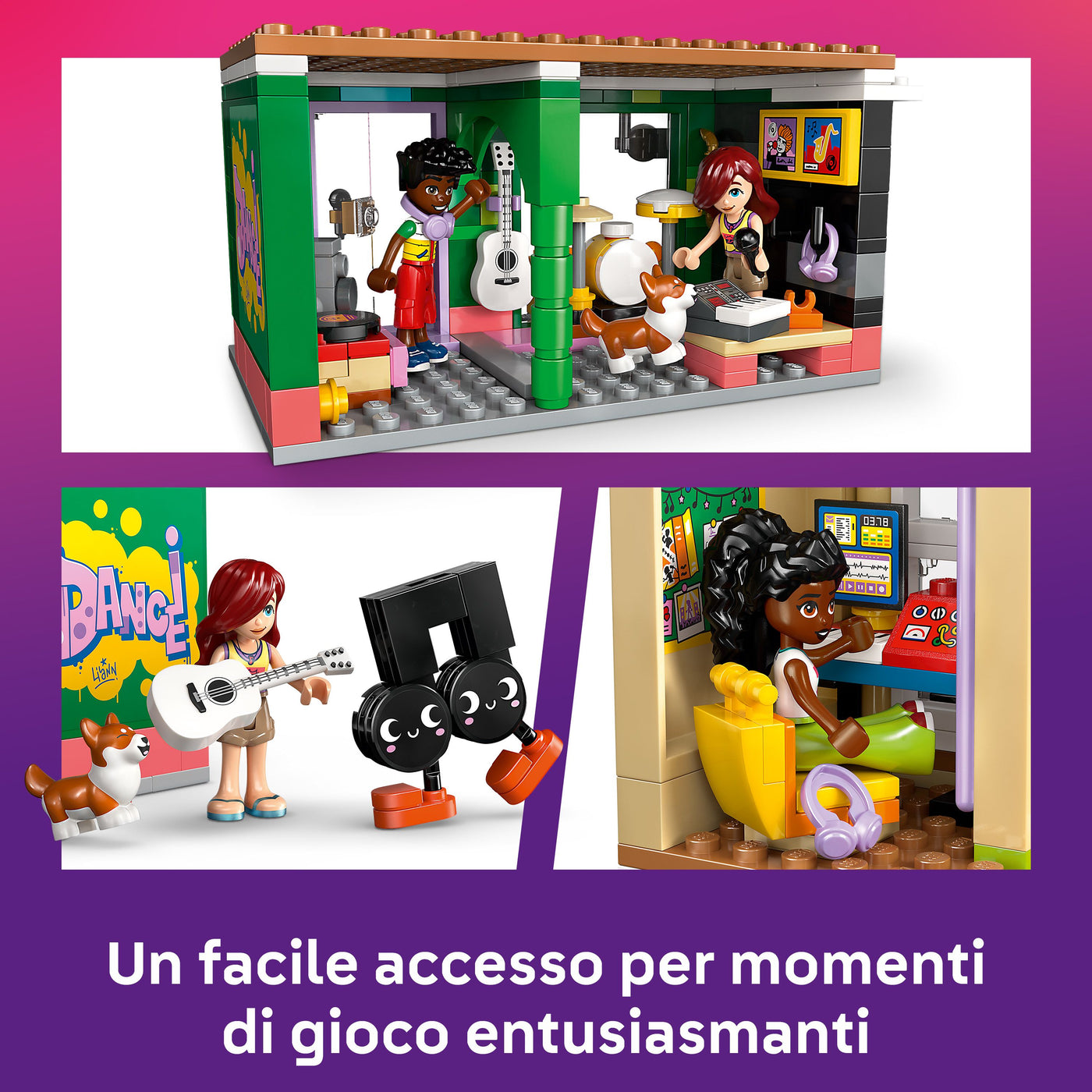 Negozio di musica e appartamento visione dettaglio accessori inclusi nel set lego