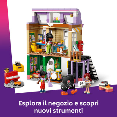 Negozio di musica e appartamento visione dettaglio interni del set lego