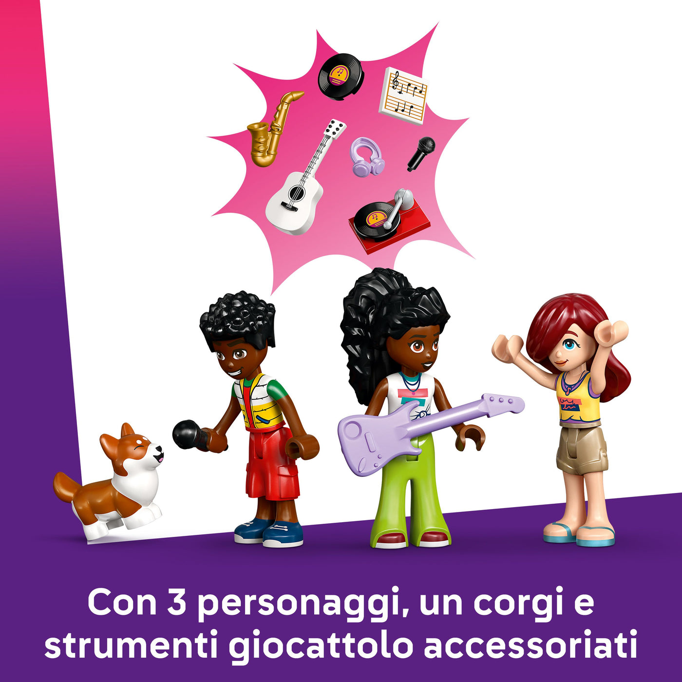 Negozio di musica e appartamento visione dettaglio minibamboline incluse nel set lego