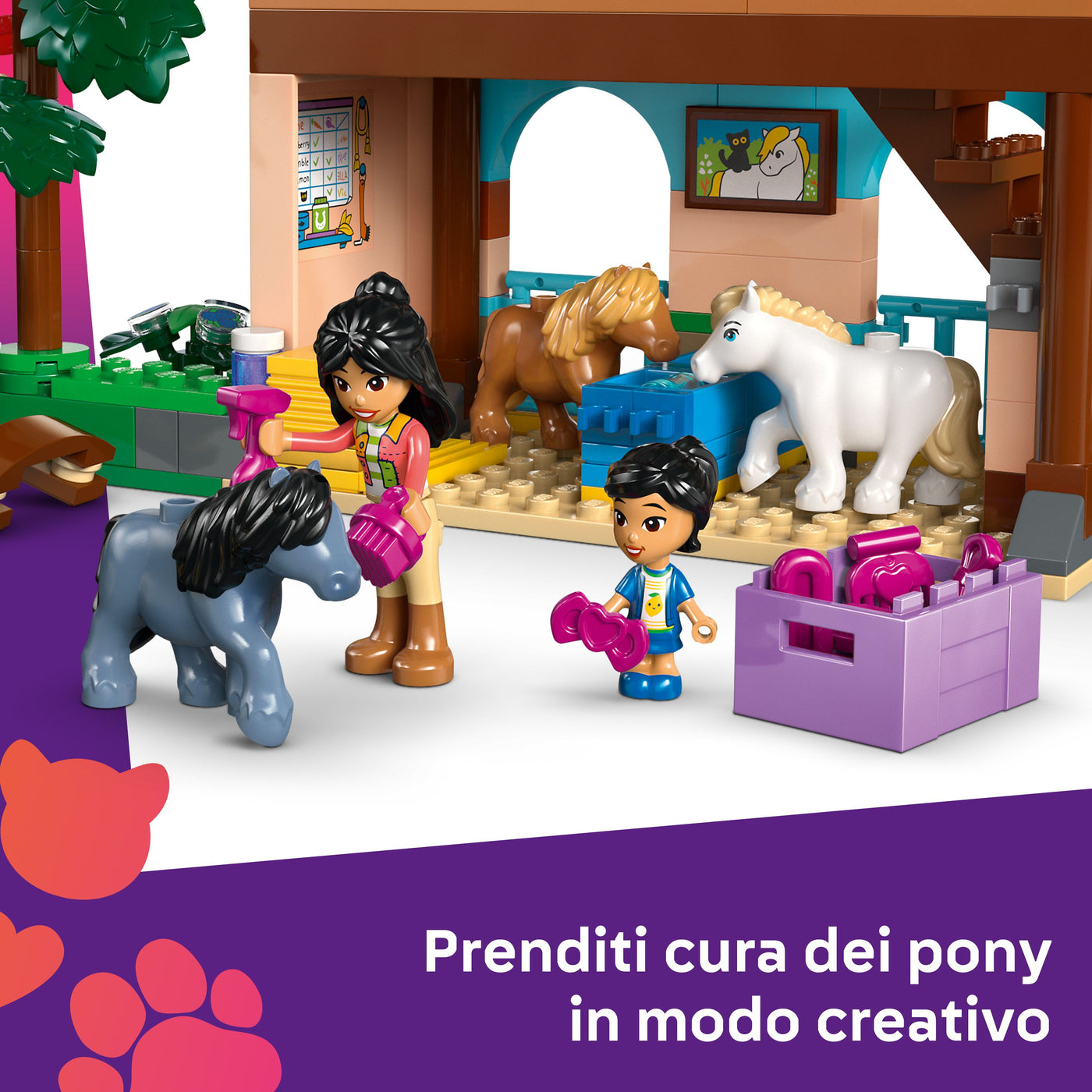 Ranch e scuderia dei pony visione dettaglio pony inclusi nel set lego
