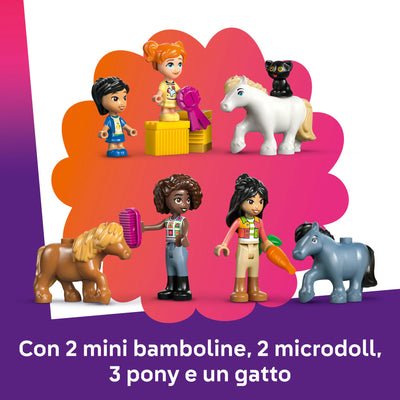 Ranch e scuderia dei pony visione dettagliomini bamboline, microdoll, pony e gatto inclusi nel set lego