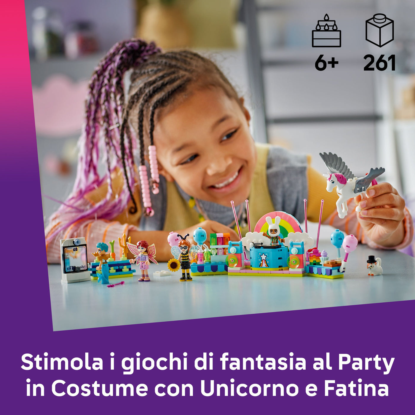 Party in costume con unicorno e fatina fotografia promozionale "Stimola i giochi di fantasia al Party in Costume con Unicono e Fatina"