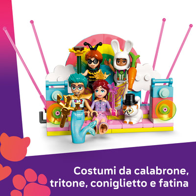 Party in costume con unicorno e fatina visione dettaglio mini bamboline incluse nel set lego