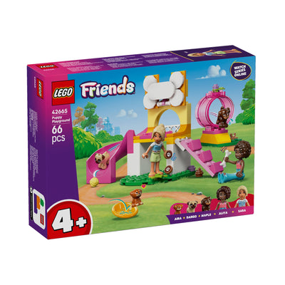 Il parco giochi dei cuccioli visione con prospettiva laterale della scatola del set lego