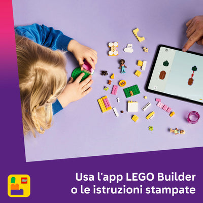 Il parco giochi dei cuccioli fotografia dall'alto del set lego in costruzione "Usa l'app LEGO Builder o le istruzioni stampate"
