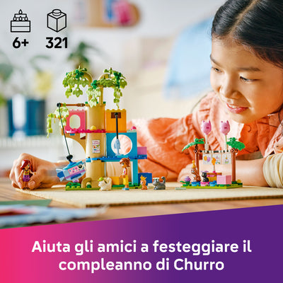 Festa di compleanno felina e Casa sull’albero fotografia promozionale "Aiuta gli amici a festeggiare il compleanno di Churro"